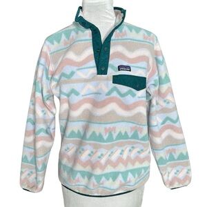 PATAGONIA Girls Lightweight Synchilla Snap-T Pullover. Size X-Large (14).